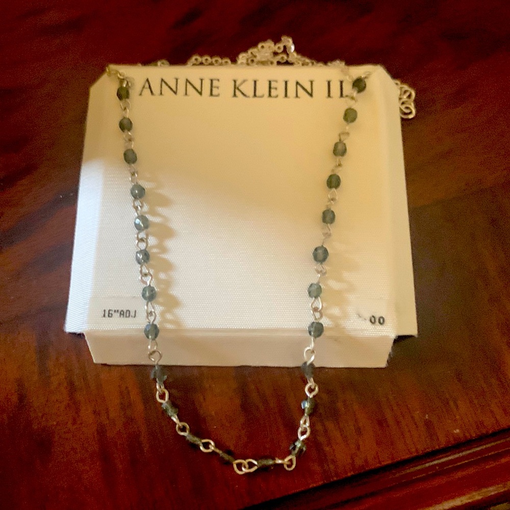 NWT necklace - greenish gray stones
